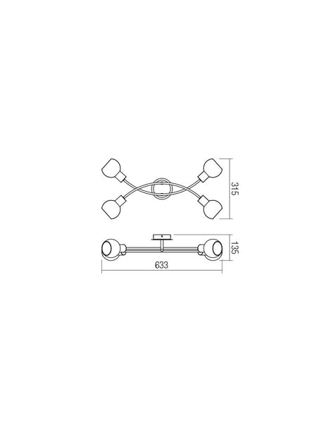 Plafoniera MAGIS, crom cu detalii negru mat, 4XE14, Smarter 04-482