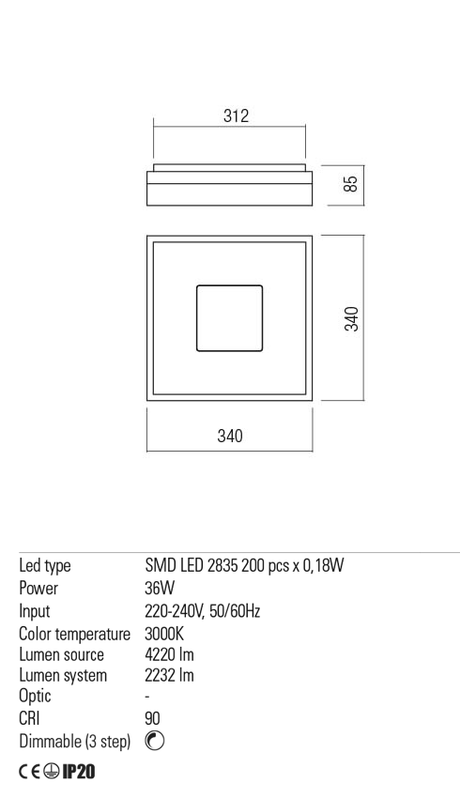 Plafoniera MAYA, auriu mat, LED 36W, 3000K, 4220 lm, Redo 01-1996