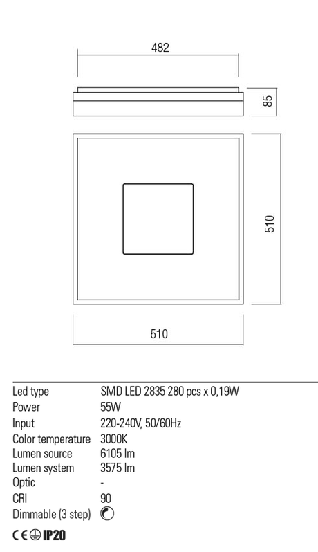 Plafoniera MAYA, auriu mat, LED 55W, 3000K, 6105 lm, Redo 01-2000