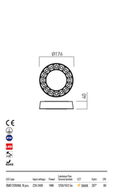 Plafoniera OKU gri inchis, LED 12W, 1160 lm, 3000K, IP65, Redo 90266