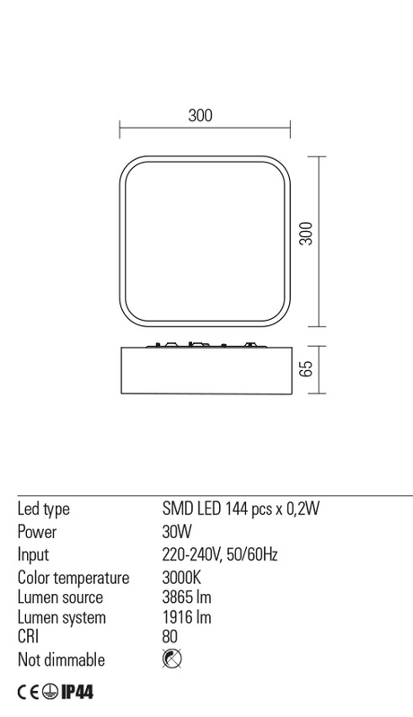 Plafoniera SCREEN IP, alb mat, LED 30W, 3000K, 3865 lm, Redo 01-2498