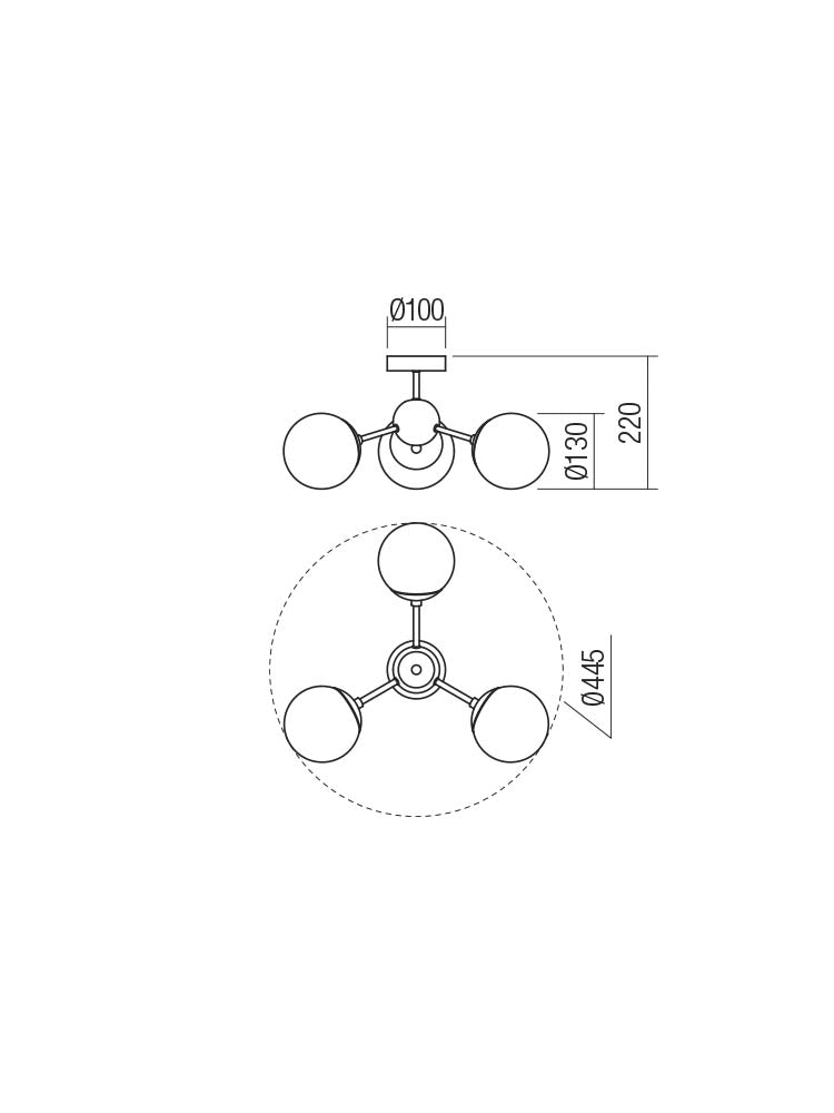 Plafoniera SEMIA, negru mat, 3xE14, Smarter 01-2176