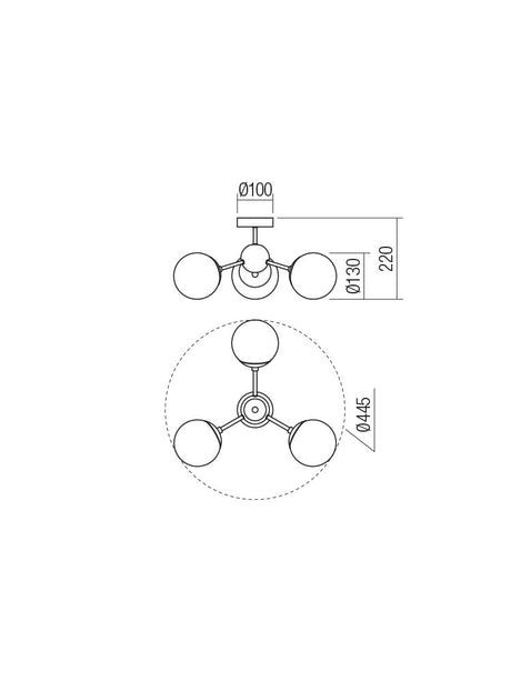 Plafoniera SEMIA, negru mat, 3xE14, Smarter 01-2176