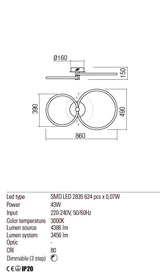 Plafoniera SPELL, alb mat, LED 46W, 3000K, 5800 lm, Redo 01-2223