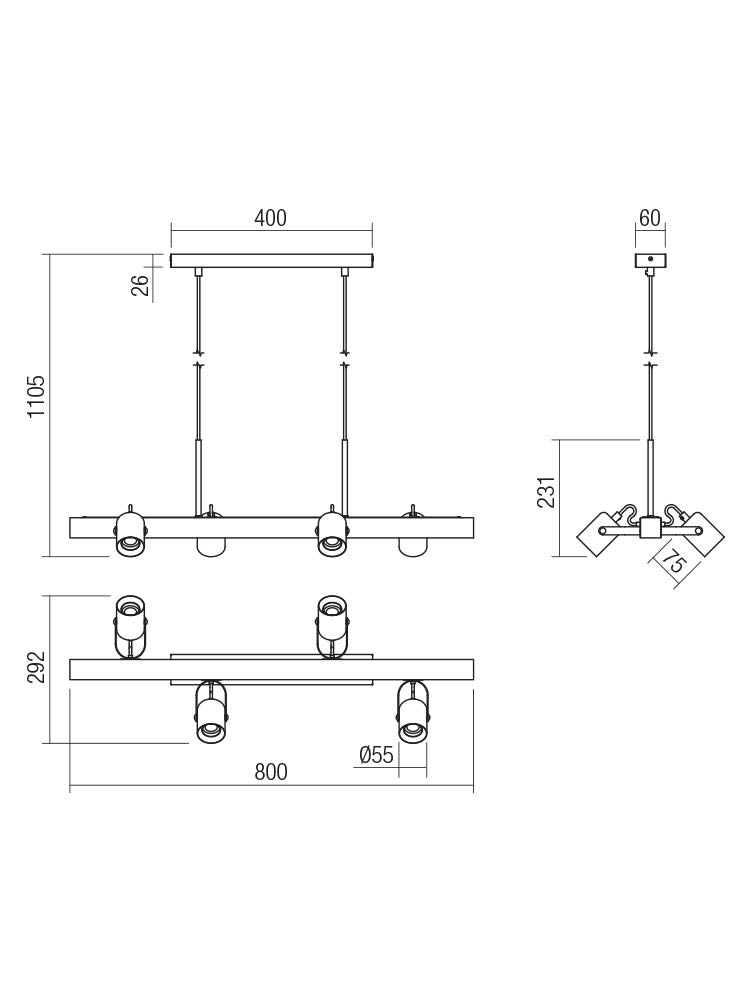 Plafoniera TAFFI, 4 x E27, Smarter 01-2417