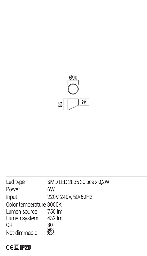 Plafoniera UTO, negru mat, LED  6W, 3000K, Redo 01-1626