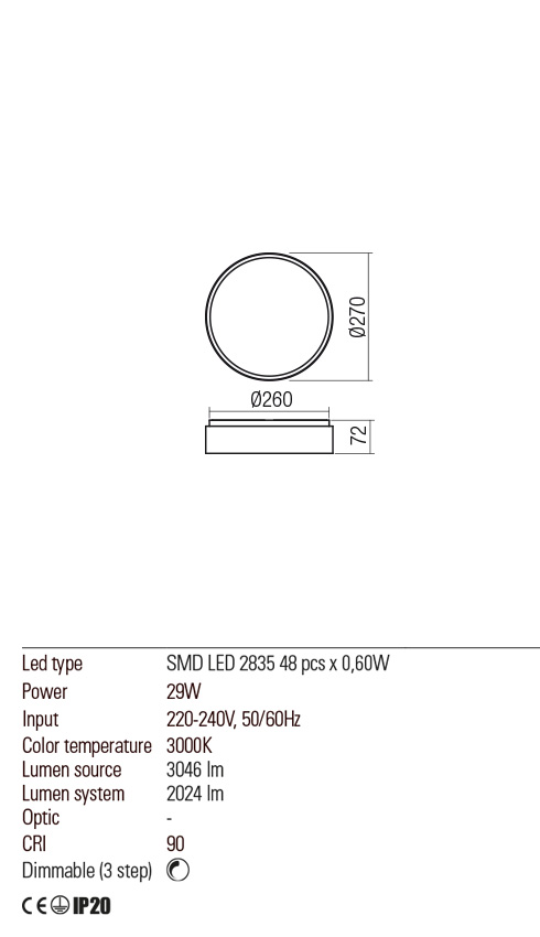 Plafoniera YOMO, alb mat, LED 29W, 3000K, 3046 lm, Redo 01-2564