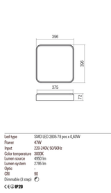 Plafoniera YOMO, alb mat, LED 47W, 3000K, 4950 lm, Redo 01-2576