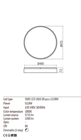 Plafoniera YOMO, alb mat, LED 53, 6W, 3000K, 5710 lm, Redo 01-2570