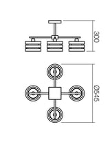 Plafoniera KIM, crom si lemn finsaj wenge, 4XE14, Smarter 01-627