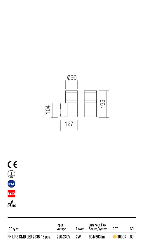 Aplica exterior POD  - Art.90053