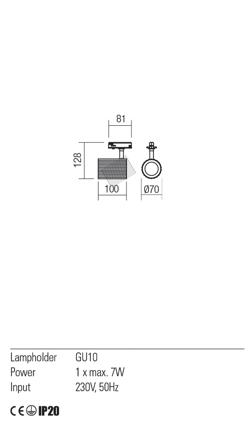 Proiector DELPHI, alb mat, 1 x GU10, 1 x 7W, Redo 01-2558