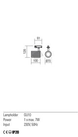 Proiector DELPHI, alb mat, 1 x GU10, 1 x 7W, Redo 01-2558