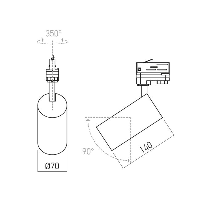 Proiector orientabil TL02WW_MWH, Alb mat, 1x10W, 3000K, Arelux