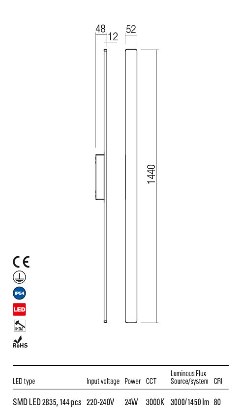 Aplica exterior REFLEXA gri inchis, LED 24W, 3000 lm, 3000K, IP54, Redo 90433