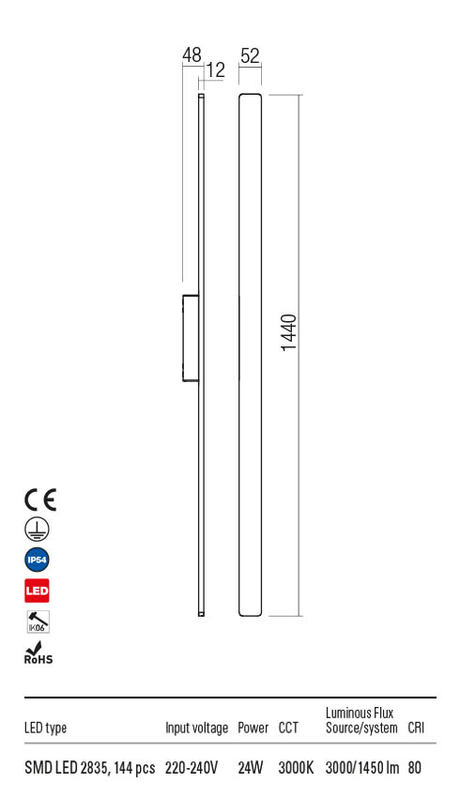 Aplica exterior REFLEXA alb nisipiu, LED 24W, 3000 lm, 3000K, IP54, Redo 90432