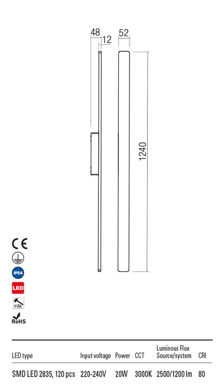 Aplica exterior REFLEXA alb mat, LED 20W, 2500 lm, 3000K, IP54, Redo 90430