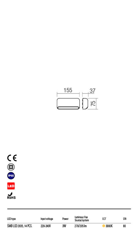 Aplica exterior SAPO ,led,alb mat,Redo 90069