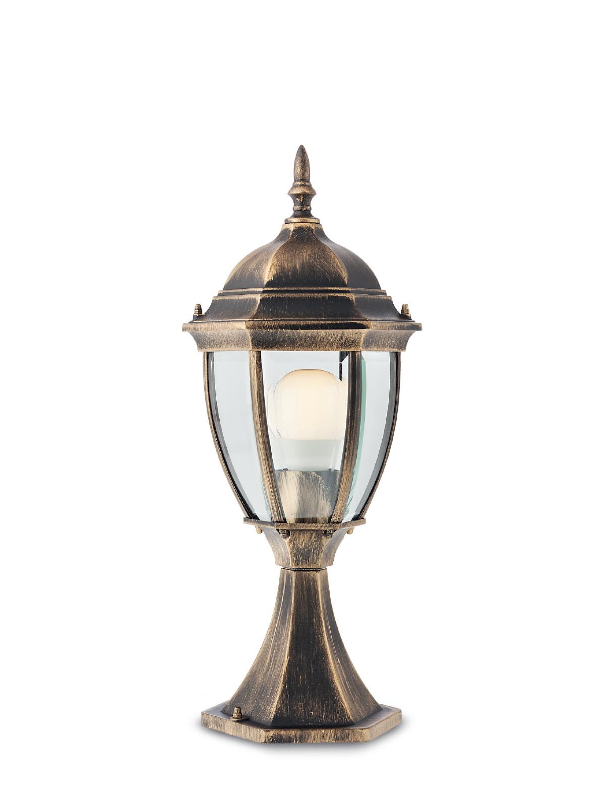Stalp exterior SEVILLA, negru antic cu patina aurie, 1XE27, Smarter 9606