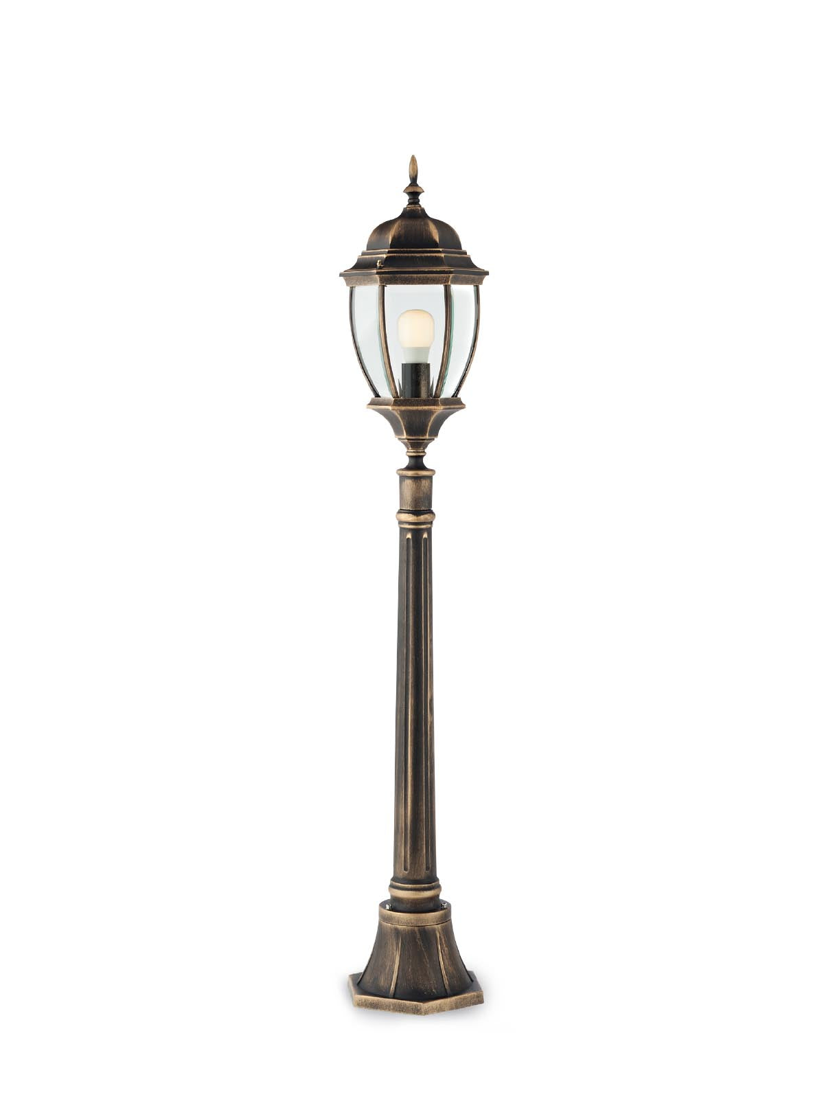 Stalp exterior SEVILLA, negru antic cu patina aurie, 1XE27, Smarter 9608