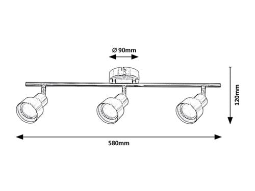 Spot Blake, crom satin, GU10 3x 50W, Rabalux 3185