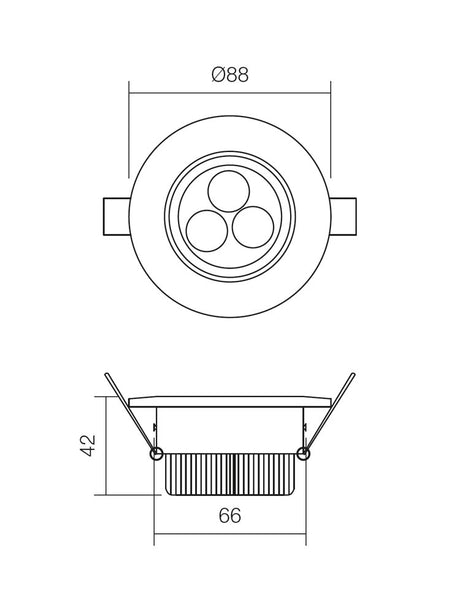 Spot incastrat MT 115 LED, alb, LED 3 x 1W, 4000K, 248 lm, Smarter 70316