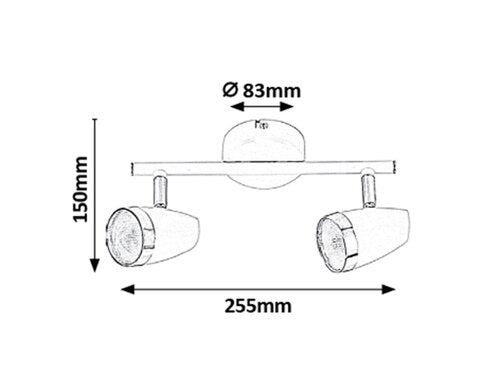 Spot Karen, antracit, 560lm, LED 2x 4W, 3000K, Rabalux 6513