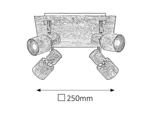 Spot Merkur, stejar invechit, GU10 4x 50W, Rabalux 6128