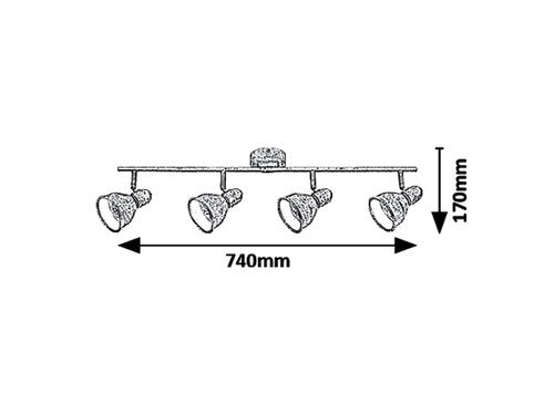 Spot Thelma, argintiu antic, E14 4x 40W, Rabalux 5389