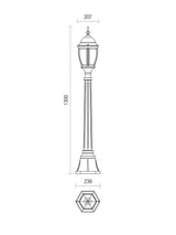 Stalp exterior SEVILLA, negru antic cu patina aurie, 1XE27, Smarter 9608