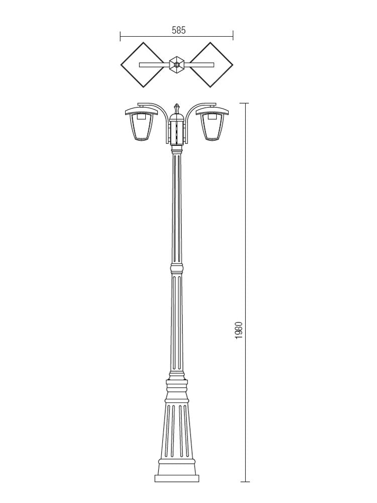 Stalp exterior EDMOND, negru mat, 2XE27, Smarter 9158