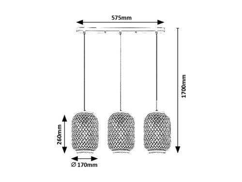 Suspensie Adalla, negru mat, 3xE27 , Rabalux 72093