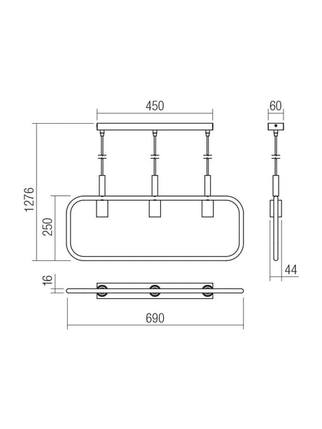 Suspensie AERIS, 3 x  E27, Smarter 01-2408