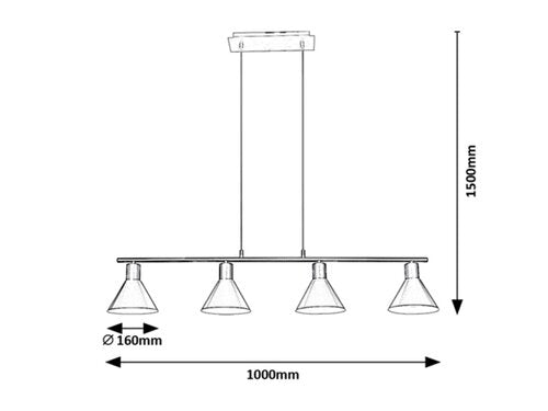 Suspensie Alvaro, negru mat, 4xE27 , Rabalux 3160