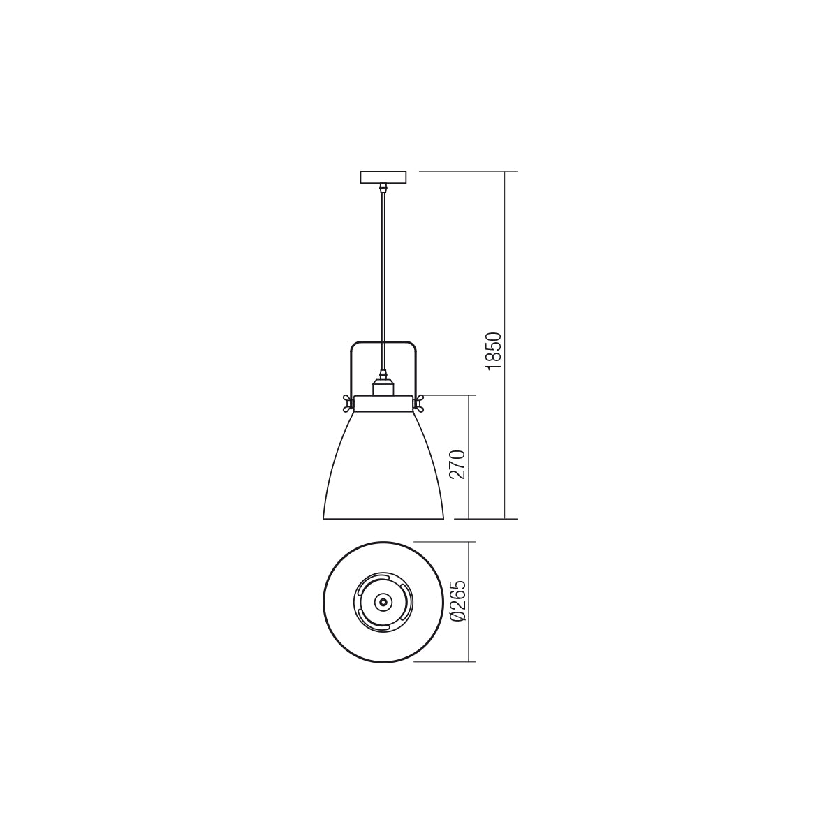 Suspensie ARNE, gri mat cu detalii cupru, 1XE27, Smarter 01-1275