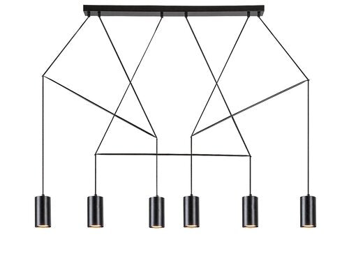 Suspensie Aslaug, negru mat, GU10 6x 50W, Rabalux 72018