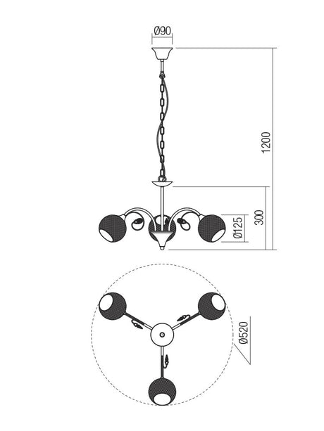 Suspensie ASPERA, negru fume, 3xE14, Smarter 02-972