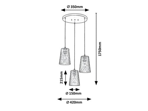 Suspensie Azurine, auriu, 3xE27, Rabalux 5227