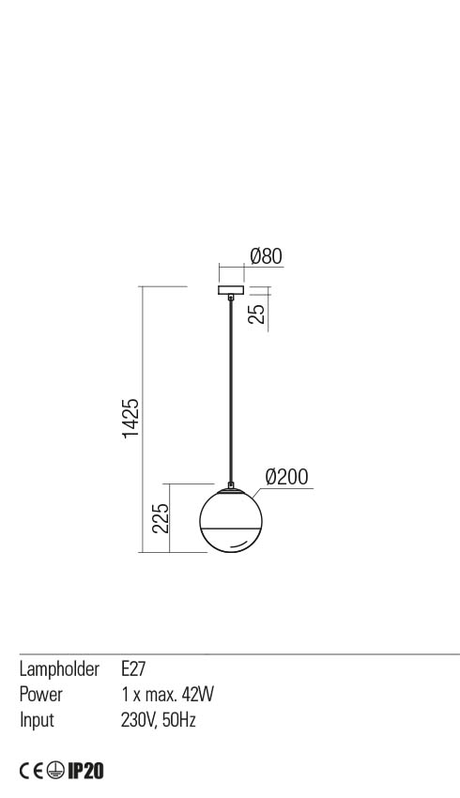 Suspensie BERRY, auriu mat / opal degrade suflat, E27, 1 x  42W, Redo 01-2266