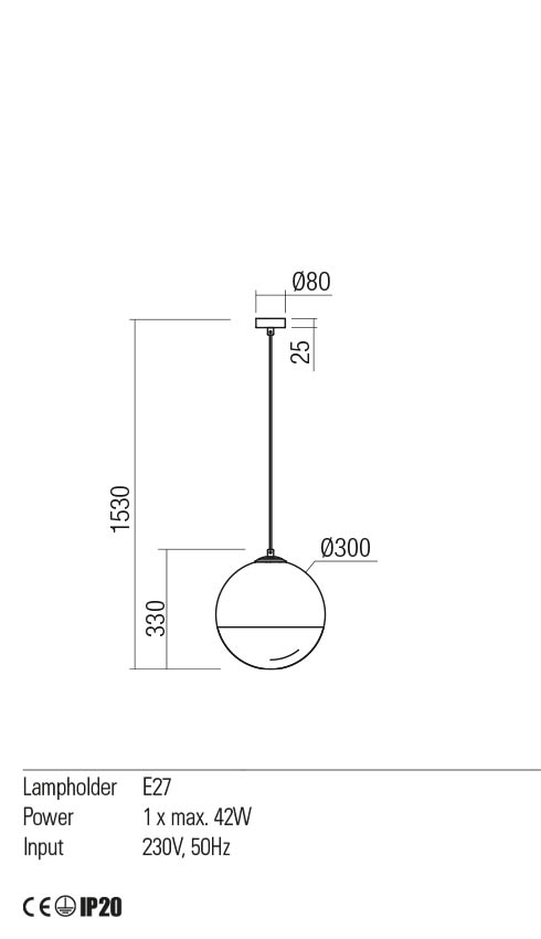 Suspensie BERRY, auriu mat / opal degrade suflat, E27, 1 x  42W, Redo 01-2270