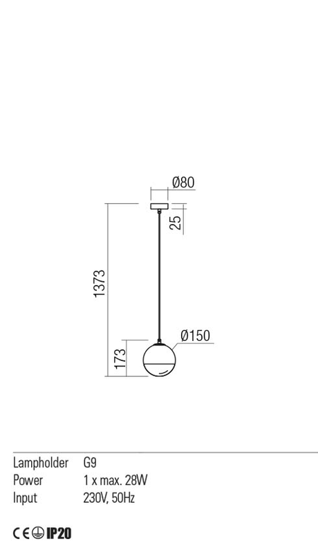 Suspensie BERRY, auriu mat / opal degrade suflat, G9, 1 x 28W, Redo 01-2264