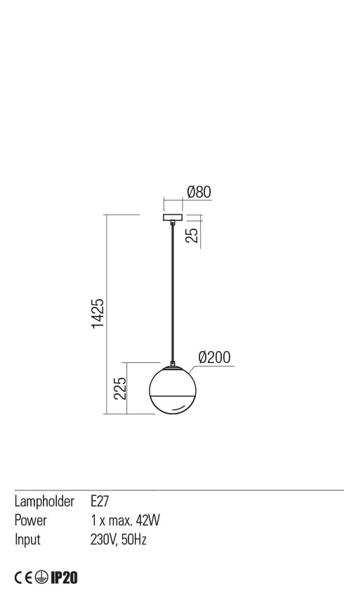 Suspensie BERRY, crom / fumuriu degrade, E27, 1 x  42W, Redo 01-2267