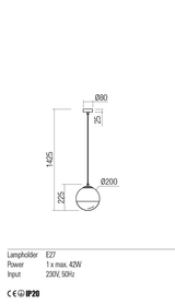 Suspensie BERRY, crom / fumuriu degrade, E27, 1 x  42W, Redo 01-2267