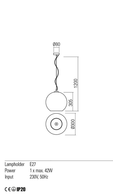 Suspensie BOWL, cuprata degrade, E27, 1 x  42W, Redo 01-2076