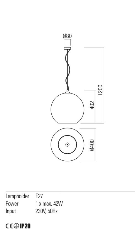 Suspensie BOWL, cuprata degrade, E27, 1 x  42W, Redo 01-2078