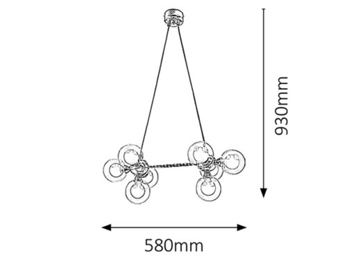 Suspensie Briella, crom, 370lm, G9 8x 28W, 2700K, Rabalux 2624