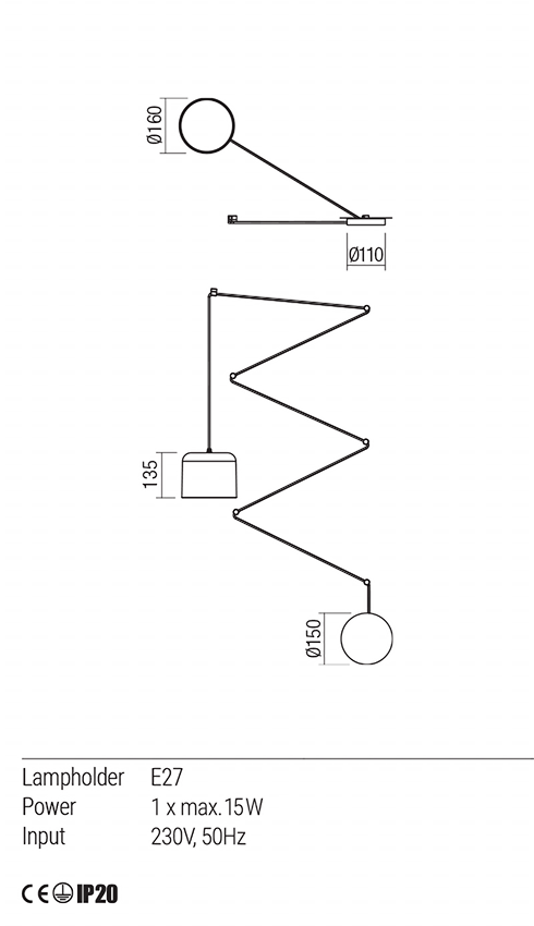 Suspensie DODO, E27, 1 x   15W, Redo 01-1821