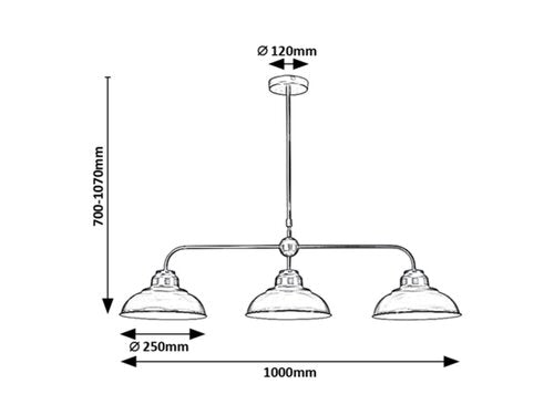 Suspensie Dragan, negru mat, 3xE27 , Rabalux 5309