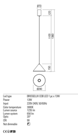 Suspensie EIKO, maro mat, LED 13W, 3000K, Redo 01-1985