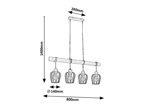 Suspensie Fabian, negru mat,4xE27 , Rabalux 5247